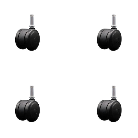 Service Caster 2'' Black Floor Safe Twin Wheel Casters 7/16 Grip Ring Stem , 4PK SCC-GR02S50-TPR-BLK-716176-4